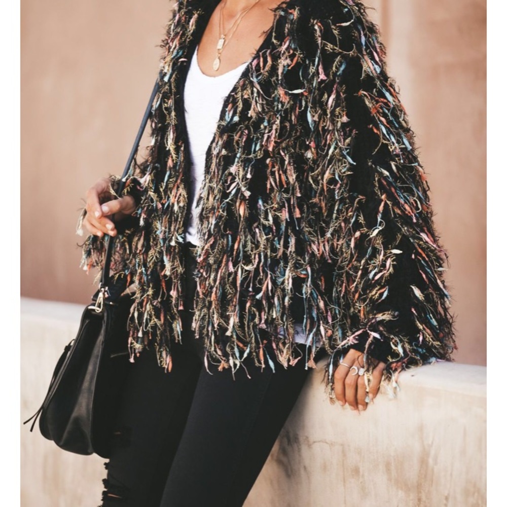 Brand new metallic fringe jacket